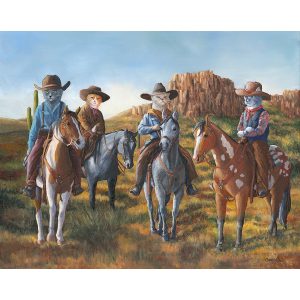 "Cowboy Cats" Prints, Cats on Horses on the Western Range