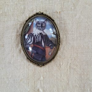 Black Cat Brooch, Lapel Pin, "Black Renaissance Cat"