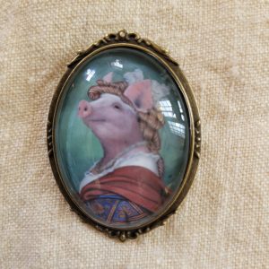Pig Brooch, Sow Lapel Pin, "Lady Piggy"