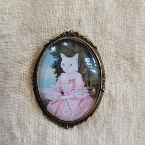 White Cat Brooch, Lapel Pin, "Lucy"