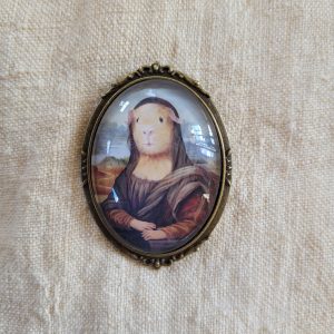 Guinea Pig Brooch, Lapel Pin, "Mona Lisa"