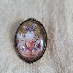 Tabby Cat Brooch, Lapel Pin, "Zoey"