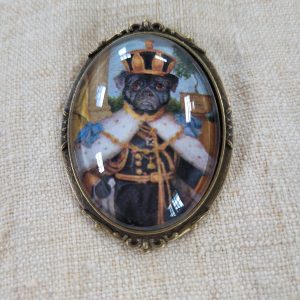 Black Pug Brooch, Lapel Pin, "Buster"